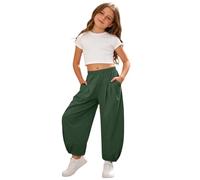 Pantalones de Playa de Verano para niñas, Pantalones cómodos e Informales para niñas Mayores, Color Liso, Parte Inferior Larga.#G#41
