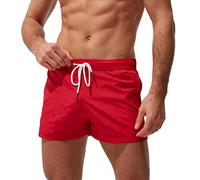 Pantalones de playa para hombre, talla grande, pantalones cortos de vestir, transpirable, delgados, bañadores para hombre, niño 146, rojo, L