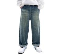 Pantalones de primavera y otoño 2024 New Children's Jeans Casual Autumn Middle and Large Children Loose Boys Trousers Students Jungs Hose 146, azul, 11-12 años