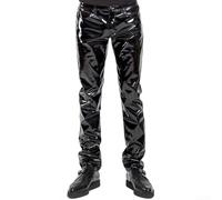 Pantalones de PVC para hombre, pantalones brillantes para club, baile, punk, gótico, largo, negro, vinilo, leggingsdisfraz, fiesta, tallas S-2XL (S negro)