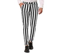 Pantalones de rayas blancas y negras para hombre - Pantalones de traje estilo jogging para hombre: pantalones ajustados para hombre Ropa de calle cómoda con botón Pantalones de senderismo Pantalones