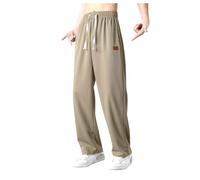 Pantalones de seda de hielo para hombre, elásticos, de secado rápido, ligeros y ligeros, para exteriores, seda helada, pantalones de entrenamiento, pantalones deportivos con pierna ancha, pantalones
