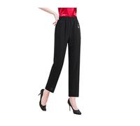 Pantalones De Seda Helada para Mujer Pantalones elásticos de Seda Fina de Verano, de Color Liso, Holgados e Informales, de Pierna Recta y elástica for Mujer de Mediana Edad. para Mujer(Black,7XL)
