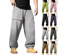 Pantalones de senderismo para hombre, ligeros, pantalones de senderismo con puños, impermeables y al aire libre, cómodos pantalones de ajuste holgado, pantalones esenciales casuales de gran tamaño