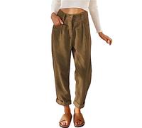 Pantalones de terciopelo acanalado para mujer, pantalones de cigarrillo de invierno, cintura alta, cómodos, pantalones anchos de pierna recta, pantalones Harem elegantes palacio con bolsillos casuales
