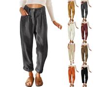 Pantalones de terciopelo acanalado para mujer, pantalones de cigarrillo de invierno, cintura alta, cómodos, pantalones anchos de pierna recta, pantalones Harem elegantes palacio con bolsillos casuales