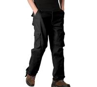 Pantalones de trabajo cargo para hombre, algodón del Reino Unido, cintura elástica, pantalones de trabajo regulares, clásicos, rectos, con múltiples bolsillos, casuales, cómodos, pantalones de combate