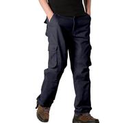 Pantalones de trabajo cargo para hombre, algodón del Reino Unido, cintura elástica, pantalones de trabajo regulares, clásicos, rectos, con múltiples bolsillos, casuales, cómodos, pantalones de combate