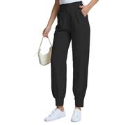 Pantalones de trabajo casuales para mujer, de cintura alta, con bolsillos, longitud al tobillo, pantalones de negocios atrapados, 1 Negro, L
