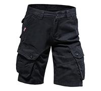 Pantalones de trabajo de chef para hombre, pantalones cargo de verano, color sólido, con bolsillo, talla grande, pantalones cortos de lavado, Negro, 44