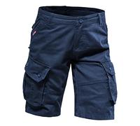 Pantalones de trabajo de chef para hombre, pantalones cargo de verano, color sólido, con bolsillo, talla grande, pantalones cortos de lavado, azul, 46