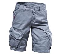 Pantalones de trabajo de chef para hombre, pantalones cargo de verano, color sólido, con bolsillo, talla grande, pantalones cortos de lavado, gris, 44