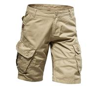 Pantalones de trabajo de chef para hombre, pantalones cargo de verano, color sólido, con bolsillo, talla grande, pantalones cortos de lavado, caqui, 48