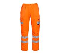 Blackrock Hi Vis - Pantalones de polialgodón naranja para hombre y mujer, transpirables, reflectantes, de alta visibilidad, con certificación EN, cintura de 34 pulgadas, longitud regular de la pierna