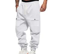 Pantalones De Trabajo Hombre Invierno - Pantalones Jogger Hombre Pantalones de trabajo de otoño e invierno para hombre de forro polar grueso informales de talla grande holgados y ajustados (White XL)