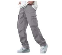 Pantalones De Trabajo Hombre Trekking, Pantalones Cargo Hombre MontañA, Polainas sólidas Ocasionales los Bolsillo Cintura elástica con cordón Pantalon Trabajo pantalón de construcción