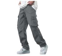 Pantalones De Trabajo Hombre Trekking, Pantalones Cargo Hombre Running, Polainas sólidas Ocasionales los Bolsillo Cintura elástica con cordón Pantalon Trabajo pantalón de construcción