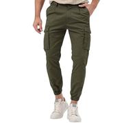 Pantalones de Trabajo Largos para Hombre Con Muchos Bolsillos - Cargo Con Cintura en el Tobillo, Chinos Monocolor, de Ocio de Algodón, Fitness
