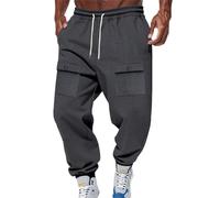 Pantalones de trabajo para hombre, de forro polar, para exteriores, anchos, cónicos, para clima frío, gris oscuro, XXL