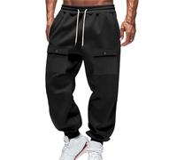 Pantalones de trabajo para hombre, de forro polar, para exteriores, anchos, cónicos, para clima frío, Negro , 3XL