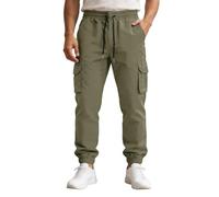 Pantalones de trabajo para hombre, elásticos, ajustados, pantalones cargo con cordón, puños elásticos, pantalones para el tiempo libre, pantalones de deporte holgados con cintura elástica, pantalones