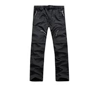 Pantalones de trabajo para hombre, ligeros, holgados, de ajuste regular, elásticos, delgados, desmontables, cómodos, para correr, gimnasio, entrenamiento, ajuste recto, parte delantera plana, Negro,