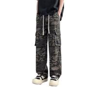 Pantalones de trabajo para hombre, pantalones cargo de alta calle, vaqueros de corte holgado, con bolsillos, pantalones de trabajo informales para el uso diario al aire libre, camuflaje, L