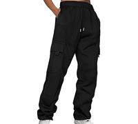 Pantalones de trabajo para mujer, cintura elástica, pantalones cargo negros para mujer, pantalones tácticos holgados para fitness, pantalones de combate con cordón, pantalones de chándal ligeros