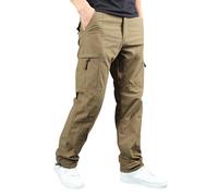 Pantalones de trabajo térmicos con forro polar para hombre, ligeros, con cintura elástica, pantalones de longitud completa, pantalones para exteriores con múltiples bolsillos, pantalones elásticos