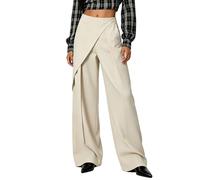 Pantalones de Traje Casuales Streetwear Pantalón Palazzo de Talle Alto Pantalones Verano AsiméTrico para Chicas Pantalón Ancho de Tela para Mujer Baggy Y2k de Talle Alto