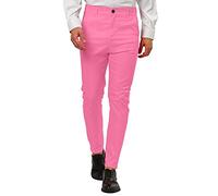 Pantalones de traje de negocios para hombre, color sólido, talla grande, refrescantes, cómodos, casuales, pantalones largos con zancos, rosa, 3XL