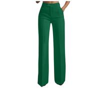 Pantalones de Traje Elásticos para Mujer 2026 Pantalones Vestir de Cintura Alta Corte Pierna Recta Pantalones Elegantes con Bolsillos Ropa Formal Ideal para Oficina Trabajo y Eventos de (Green, XL)