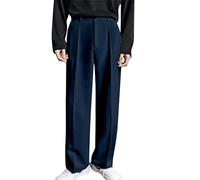 Pantalones de traje para hombre, estilo casual, a la moda, formal, pierna recta, color sólido, pantalones elegantes para hombre, pantalones ligeros y transpirables, ropa de primavera y verano, azul