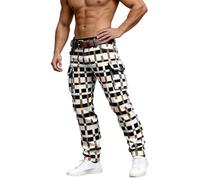 Pantalones de utilidad geométricos con bolsillos delanteros para ropa de trabajo duradera y cómoda comodidad diaria, Blanco, XXL