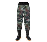 Pantalones de vadeador para hombre y hombre, camuflaje, pesca, caza, vadeo, patrón oscuro, con cintura elástica, botas de goma Hicken con encaje alrededor de la cintura, pantalones de cadera para el