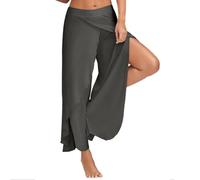 Pantalones de verano 2025 para mujer, holgados, holgados, ligeros, palazzo, talla grande, para yoga, danza, gris oscuro, M