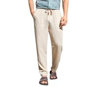 Pantalones de verano ligeros para hombre, largos de negocios, pantalones chinos de verano de algodón y lino con cordón, pantalones de negocios, de verano, vintage, pantalones de playa, lisos, cómodos