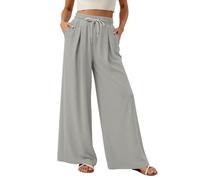 Pantalones De Verano Mujer Color Liso con Bolsillo - Ropa Verano Mujer Pants Chic Transpirable, Pantalones Classic Basicas Wide Leg Pants Women Detente Travail Gris Claro XL