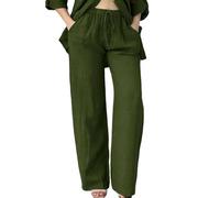 Pantalones de Verano Mujer,Womens Daily Elastic Waist Pockets Straight Solid Color Casual Pants Loose Long Trousers Shorts De Playa (JN, XXL)