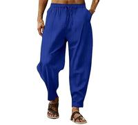 Pantalones de verano para hombre, algodón, pantalones de lino holgados, anchos, pantalones de tiempo libre, a rayas, pantalones de playa, cómodos, pantalones deportivos suaves, pantalones de trekking