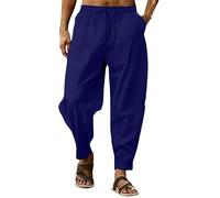 Pantalones de verano para hombre, algodón, pantalones de lino holgados, anchos, pantalones de tiempo libre, a rayas, pantalones de playa, cómodos, pantalones deportivos suaves, pantalones de trekking