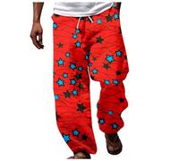 Pantalones de verano para hombre, inspirados en África, con estampado vibrante, transpirables, ligeros, para playa, vacaciones, uso diario, 05#_rojo, 3XL