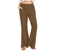 Pantalones de verano para mujer, hermosos, bajos, florales, holgados, favorecedores, cargo, escalada, campo, clásico, a la moda, con tiras, pequeños, café, XXL