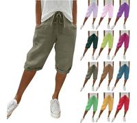 Pantalones de verano para mujer, ligeros, tallas grandes, 7/8 y capri, deportivos, pierna ancha, pantalón pirata de lino