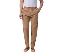 Pantalones de vestir casuales de algodón para hombre, ajuste regular, cintura elástica, con cordón, pantalones de sarga de pierna recta, pantalones de yoga y playa, pantalones chinos ligeros, caqui