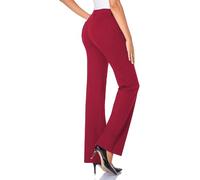 Pantalones de vestir con corte de bota para mujer, pantalones de trabajo casuales de negocios, pantalones de trabajo de cintura alta para mujer, granate, L