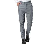 Pantalones de vestir de cuadros para hombre - Pantalones chinos elegantes de corte recto con elasticidad cómoda y bolsillos, M