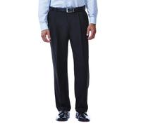 Pantalones de vestir Haggar Eclo Stria con cintura expandible y pliegues frontales para hombre, color negro, 42 ancho x 30 largo (EE. UU.)