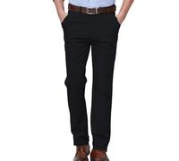 Pantalones de vestir hombre de color sólido con cierre de botón corte recto pantalones traje casual negocios estiramiento fuerte inclinados business chic transpirable Slacks chino versátil, Negro , L