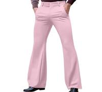 Pantalones de vestir para hombre, ajuste relajado, estilo vintage de los años 70, ajuste elástico, clásico, cómodo, pierna acampanada, pantalones de discoteca, vintage, transpirables, para fiesta